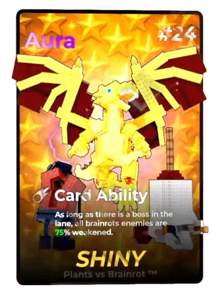 Aura Shiny card - Epic rarity - Plants vs Brainrots