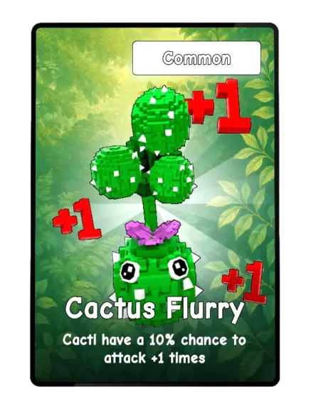 Cactus Flurry card - Common rarity - Plants vs Brainrots