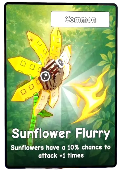 Sunflower Flurry card - Common rarity - Plants vs Brainrots
